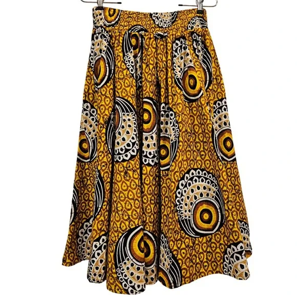 Advance Apparels Skirt African Print Midi Tie Waist Free Size Boho Festival - Picture 4 of 7
